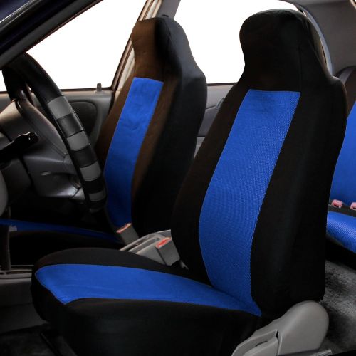  FH Group FH-FB102114 Full Set Classic Cloth High Back Car Seat Covers, Blue/Black- Fit Most Car, Truck, Suv, or Van