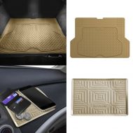 FH Group F16406 Premium Trimmable Rubber Cargo Mat w. FH3011 Silicone Anti-Slip Dash Mat, Tan Color- Fit Most Car, Truck, SUV, or Van