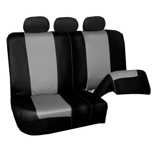  FH Group FB101115 Gray/Black Supreme Twill Fabric High Back Car Seat Cover (Full Set Airbag Ready and Split Rear Bench) w. F11305 Black All Weather Heavy Duty Auto Floor Mats