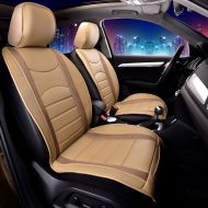 FH Group PU207BEIGETAN102 Beige/Tan Leatherette Car Seat Cushions Airbag Compatible