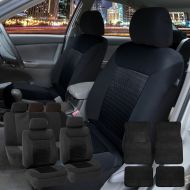 FH Group FH GROUP FH-FB062115 Premium Fabric Car Seat Covers, Airbag compatible and Split Bench with F14407 Premium Carpet Floor Mats Solid Black- Fit Most Car, Truck, Suv, or Van