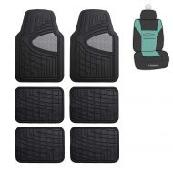 FH Group F11311 Premium Tall Channel Rubber Three-Row Floor mats w. Free Air Freshener, Gray/Black Color-Fit Most Car, Truck, SUV, or Van