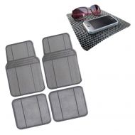 FH Group FH-F11303 Protective Rubber All Weather Floor Mats w. FREE GIFT, Gray Color-Fit Most Car, Truck, Suv, or Van
