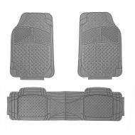 FH Group FH-F11307 Semi Custom Trimmable Heavy Duty Rubber Floor Mats Front & Rear - Gray 3pc Set