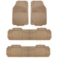 FH Group FH-F11307 3-Row All Weather Trimmable Beige Vinyl Floor Mat, 4 pcs