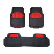 FH Group F11500 Touchdown Floor mats Full Set Rubber Floor Mats, Red/Black Color- Fit Most Car, Truck, SUV, or Van