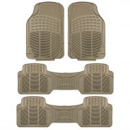 FH Group F11306BEIGE-3ROW Floor Mat (Trimmable Heavy Duty 3 Row SUV All Weather 4pc Full Set - Beige)