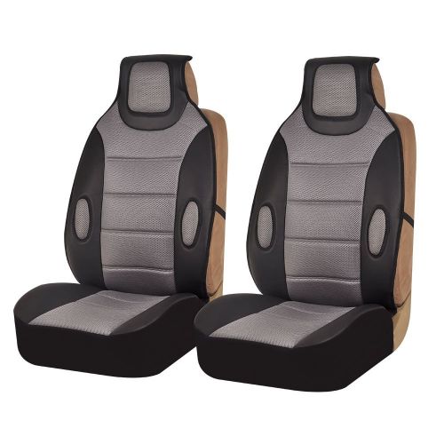  FH Group FH GROUP FB101115 Supreme Twill Fabric High Back Car Seat Cover (Full Set Airbag Ready and Split Rear Bench), Gray w. FREE GIFT- Fit Most Car, Truck, Suv, or Van