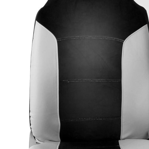  FH Group FH GROUP FB101115 Supreme Twill Fabric High Back Car Seat Cover (Full Set Airbag Ready and Split Rear Bench), Gray w. FREE GIFT- Fit Most Car, Truck, Suv, or Van