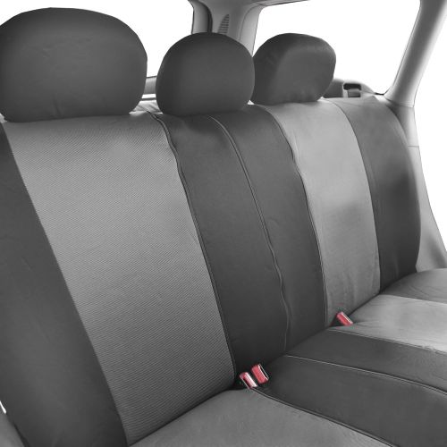  FH Group FH GROUP FB101115 Supreme Twill Fabric High Back Car Seat Cover (Full Set Airbag Ready and Split Rear Bench), Gray w. FREE GIFT- Fit Most Car, Truck, Suv, or Van