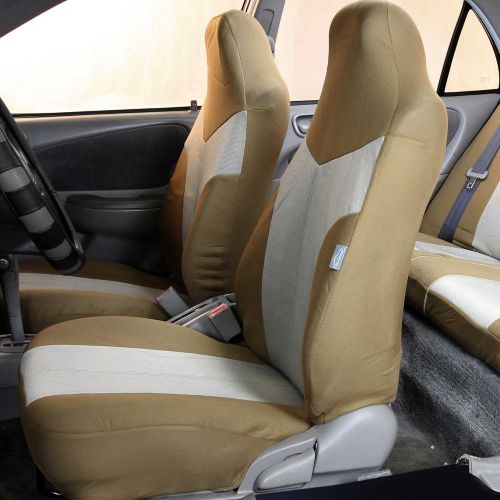  FH Group FH GROUP FB101115 Supreme Twill Fabric High Back Car Seat Cover (Full Set Airbag Ready and Split Rear Bench), Gray w. FREE GIFT- Fit Most Car, Truck, Suv, or Van