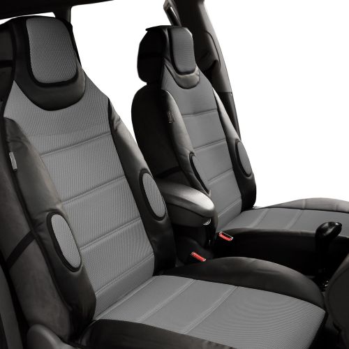  FH Group FH GROUP FB101115 Supreme Twill Fabric High Back Car Seat Cover (Full Set Airbag Ready and Split Rear Bench), Gray w. FREE GIFT- Fit Most Car, Truck, Suv, or Van