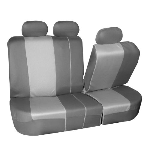  FH Group FH GROUP FB101115 Supreme Twill Fabric High Back Car Seat Cover (Full Set Airbag Ready and Split Rear Bench), Gray w. FREE GIFT- Fit Most Car, Truck, Suv, or Van