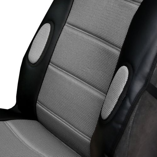  FH Group FH GROUP FB101115 Supreme Twill Fabric High Back Car Seat Cover (Full Set Airbag Ready and Split Rear Bench), Gray w. FREE GIFT- Fit Most Car, Truck, Suv, or Van