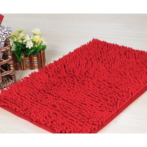  FHD Microfiber Kitchen Rug Non Skid Bathroom Bedroom Shaggy Doormat Floor Mat Area Rugs (Red)