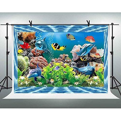  FHZON 10x7ft Colorful Underwater World Backdrops for Photography Fish School Coral Background Theme Party Wallpaper Video Studio Props XCFH429