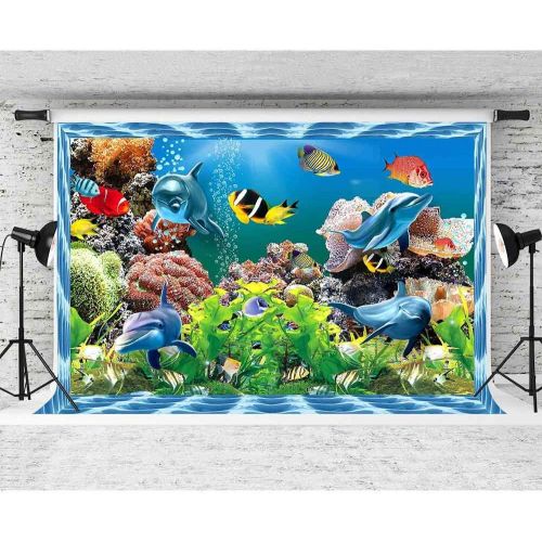  FHZON 10x7ft Colorful Underwater World Backdrops for Photography Fish School Coral Background Theme Party Wallpaper Video Studio Props XCFH429