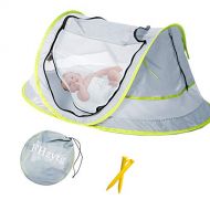 [아마존베스트]FHzytg Aiernuo Large Baby Beach Tent, Portable Baby Travel Tent UPF 50+ Infant Sun Shelters Pop Up Folding Travel Bed Mosquito Net Sunshade with 2 Pegs