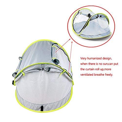  [아마존베스트]FHzytg Aiernuo Large Baby Beach Tent, Portable Baby Travel Tent UPF 50+ Infant Sun Shelters Pop Up Folding Travel Bed Mosquito Net Sunshade with 2 Pegs