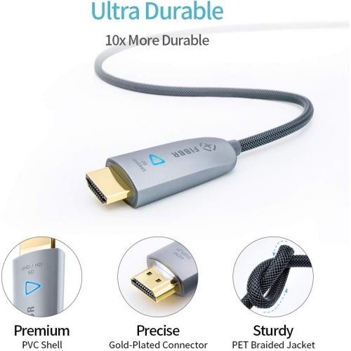  FIBBR Ultra Fiber Optic HDMI Cable, Support 4K 30HZ 3D 1080P 10.2Gbps High Speed 4K HDMI Cable 98.42ft