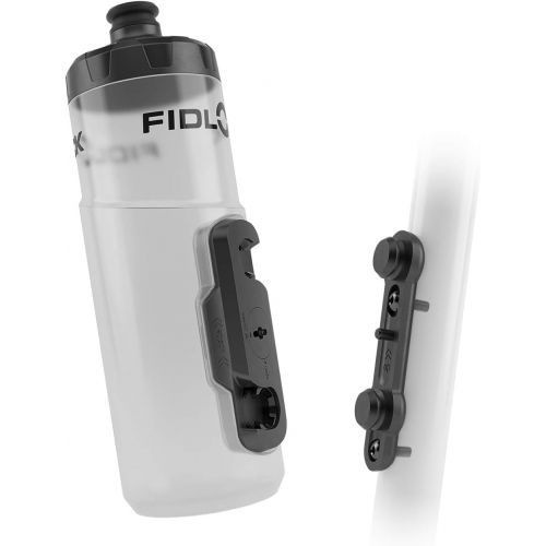  Fidlock TWIST Bottle 600 Set- Bike Water Bottle Holder with Attached Bottle - Cage Free Magnetic Mount - Clear