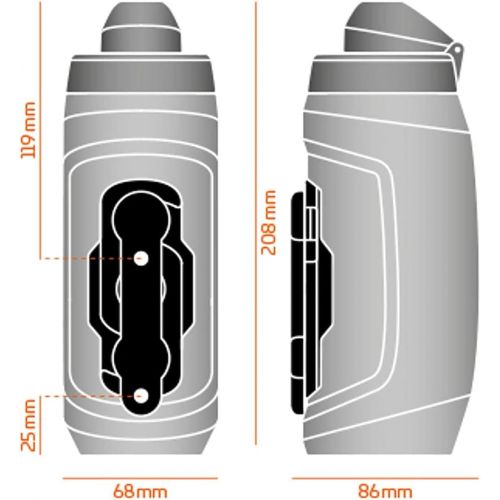  Fidlock TWIST Bottle 590 Set- Bike Water Bottle Holder with Attached Bottle - Cage Free Magnetic Mount - Clear