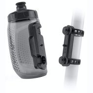 FIDLOCK Twist Bottle 450 & Uni Base Set- Bike Water Bottle Holder with No Screws & Attached Bottle - Cage Free Magnetic Rack - Smoke