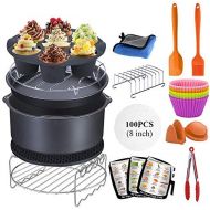 [아마존베스트]FIFILARY 6-Piece Universal Hot Air Fryer Accessory Set with Cake Tin/Pizza Tray/Metal Tray/Grill/Bread Tray/Silicone Mat for All Brands of Fryers