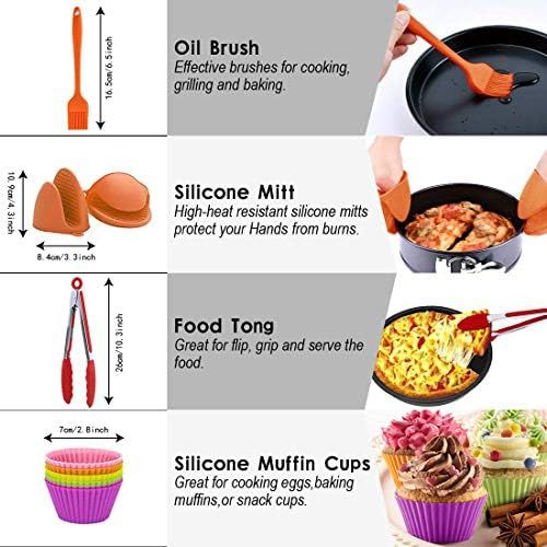  [아마존베스트]FIFILARY 6-Piece Universal Hot Air Fryer Accessory Set with Cake Tin/Pizza Tray/Metal Tray/Grill/Bread Tray/Silicone Mat for All Brands of Fryers