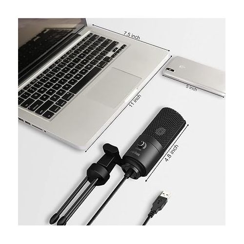  FIFINE USB Microphone, Metal Condenser Recording Microphone for Laptop MAC or Windows Cardioid Studio Recording Vocals, Voice Overs,Streaming Broadcast and YouTube Videos-K669B