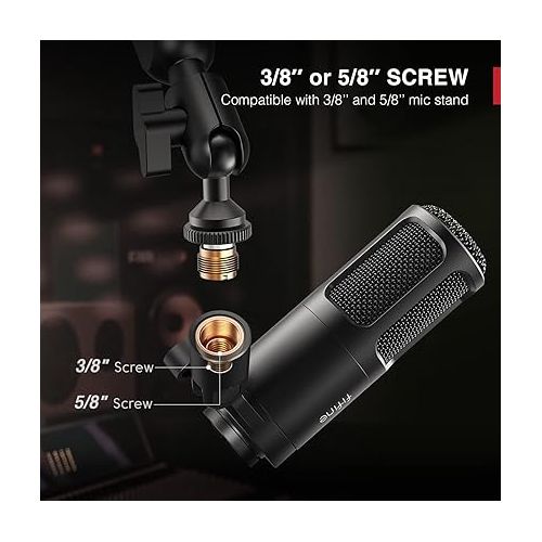  FIFINE XLR Dynamic Microphone, Vocal Podcast Microphone with Cardioid Pattern, Studio Metal Mic for Streaming Voice-Over Dubbing Video Recording, Black-K669D