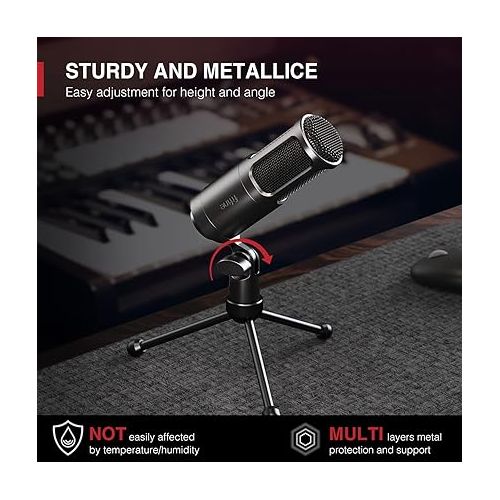  FIFINE XLR Dynamic Microphone, Vocal Podcast Microphone with Cardioid Pattern, Studio Metal Mic for Streaming Voice-Over Dubbing Video Recording, Black-K669D