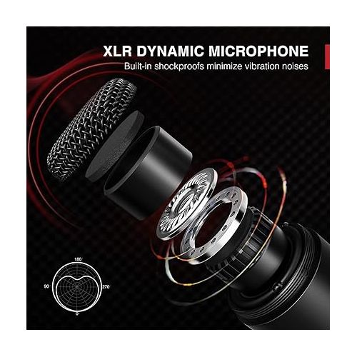  FIFINE XLR Dynamic Microphone, Vocal Podcast Microphone with Cardioid Pattern, Studio Metal Mic for Streaming Voice-Over Dubbing Video Recording, Black-K669D