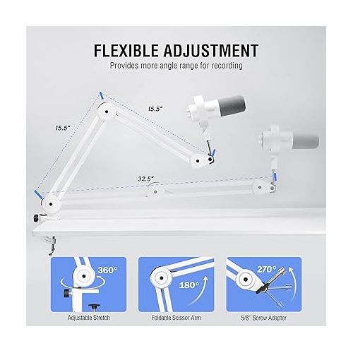  FIFINE XLR Mic Set with Boom Arm Stand, USB PC Podcast Microphone with Tap-to-Mute, Gain Knob, Headphones Jack for Streaming Recording, Metal Heavy Duty Mic Stand (K688W+BM63W)