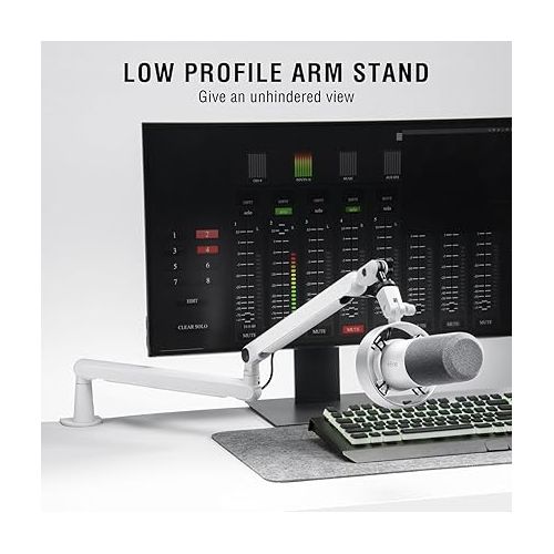  FIFINE Studio XLR Mic and Boom Arm Bundle, Dynamic Microphone with Mute Button, Gain Knob, Shock Mount for Recording, Low Profile Mic Stand with Cable Management for Podcast Gaming (K688W+BM88W)