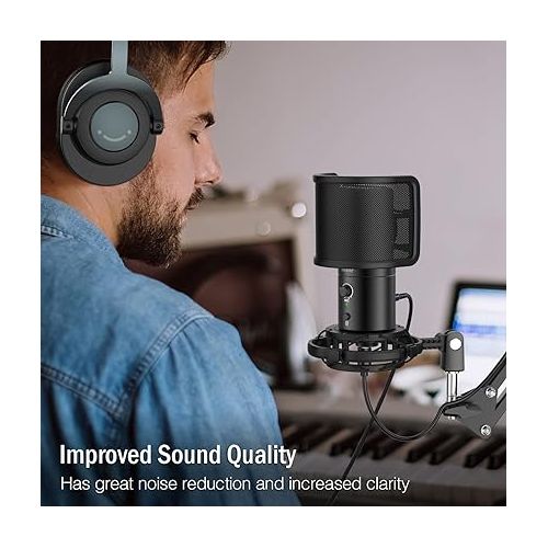  FIFINE USB Microphone for Mac and Gaming Headset, PC Microphone Kit,Mic Set with Mute Button & Gain, Computer USB Headset for Podcast Streaming Recording Twitch Discord YouTube Zoom (T683+H6)