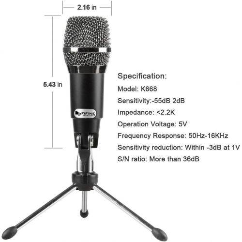  [아마존 핫딜]  [아마존핫딜]FIFINE USB Microphone, Plug and Play Home Studio USB Condenser Microphone for Skype, Recordings for YouTube, Google Voice Search, Games-Windows or Mac-K668