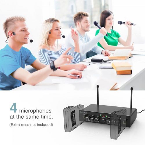  [아마존 핫딜] [아마존핫딜]FIFINE Wireless Microphone System,Fifine UHF Dual Channel Wireless Microphone Set with 2 Headsets and 2 Lapel Lavalier Microphone.Ideal for Church, Weddings,Presentations,School Play-K038