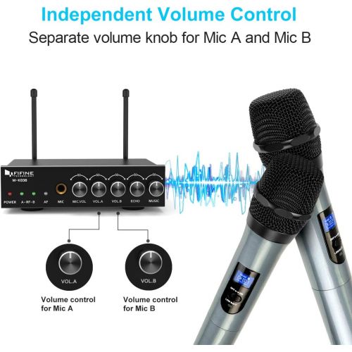  [아마존핫딜][아마존 핫딜] FIFINE Fifine UHF Dual Channel Wireless Handheld Microphone, Easy-to-use Karaoke Wireless Microphone System-K036