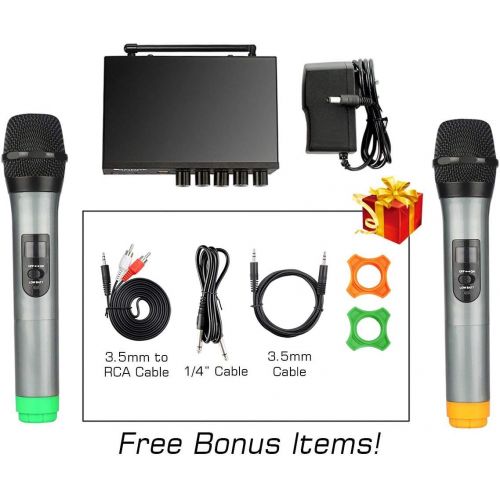  [아마존베스트]FIFINE Fifine UHF Dual Channel Wireless Handheld Microphone, Easy-to-use Karaoke Wireless Microphone System-K036