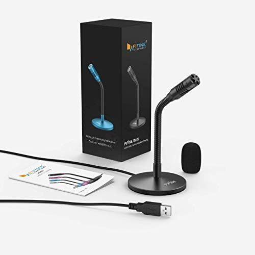  FIFINE Mini Gooseneck USB Microphone for Dictation and Recording,Desktop Microphone for Computer Laptop PC.Plug and Play Great for Skype,YouTube,Gaming, Streaming,Voiceover,Discord