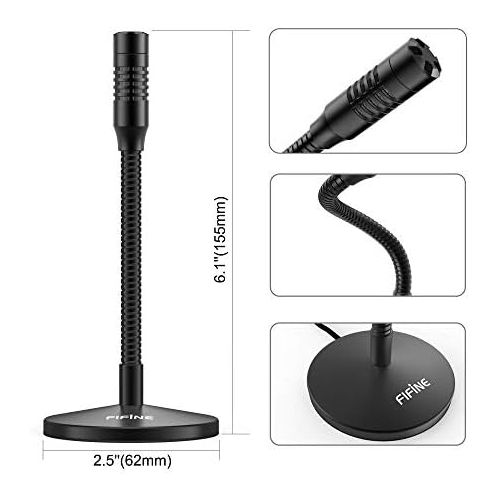  FIFINE Mini Gooseneck USB Microphone for Dictation and Recording,Desktop Microphone for Computer Laptop PC.Plug and Play Great for Skype,YouTube,Gaming, Streaming,Voiceover,Discord