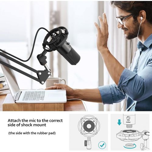  FIFINE Studio Condenser USB Microphone Computer PC Microphone Kit with Adjustable Scissor Arm Stand Shock Mount for Instruments Voice Overs Recording Podcasting YouTube Karaoke Gam