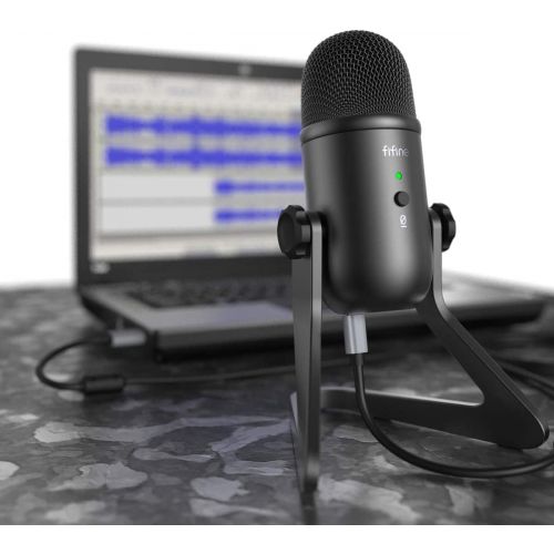  [아마존베스트]FIFINE USB Podcast Microphone for Recording Streaming on PC and Mac,Condenser Computer Gaming Mic for PS4.Headphone Output&Volume Control,Mic Gain Control,Mute Button for Vocal,You