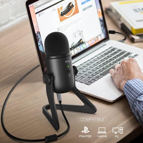  [아마존베스트]FIFINE USB Podcast Microphone for Recording Streaming on PC and Mac,Condenser Computer Gaming Mic for PS4.Headphone Output&Volume Control,Mic Gain Control,Mute Button for Vocal,You