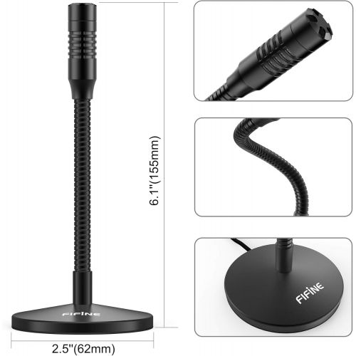  [아마존베스트]FIFINE Mini Gooseneck USB Microphone for Dictation and Recording,Desktop Microphone for Computer Laptop PC.Plug and Play Great for Skype,YouTube,Gaming, Streaming,Voiceover,Discord