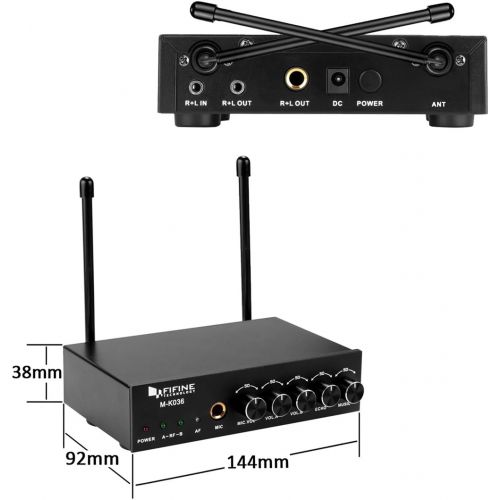  Fifine UHF Dual Channel Wireless Handheld Microphone, Easy-to-use Karaoke Wireless Microphone System. (K036)