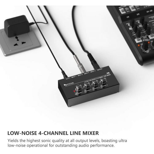  [아마존 핫딜]  [아마존핫딜]FIFINE TECHNOLOGY FIFINE Ultra Low-Noise 4-Channel Line Mixer for Sub-Mixing,4 Stereo Channel Mini Audio Mixer with AC adapter.Ideal for Small Club or Bar. As Microphones,Guitars,Bass,Keyboards or S