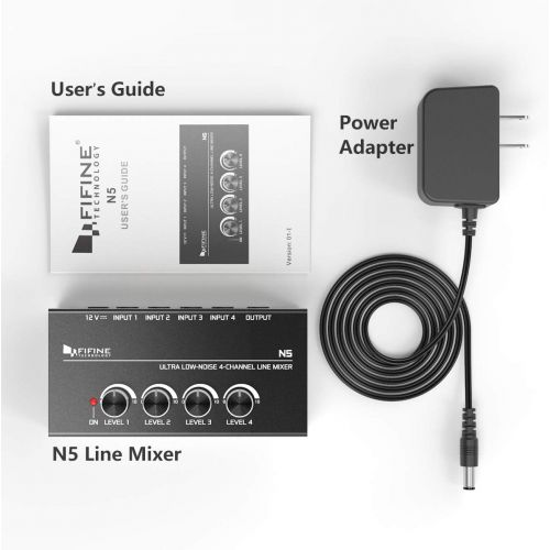  [아마존 핫딜]  [아마존핫딜]FIFINE TECHNOLOGY FIFINE Ultra Low-Noise 4-Channel Line Mixer for Sub-Mixing,4 Stereo Channel Mini Audio Mixer with AC adapter.Ideal for Small Club or Bar. As Microphones,Guitars,Bass,Keyboards or S