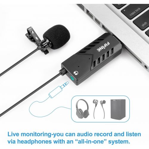  [아마존베스트]FIFINE TECHNOLOGY USB Lavalier Lapel Microphone,Fifine Clip-on Cardioid Condenser Computer mic Plug and Play USB Microphone with Sound Card for PC and Mac-K053